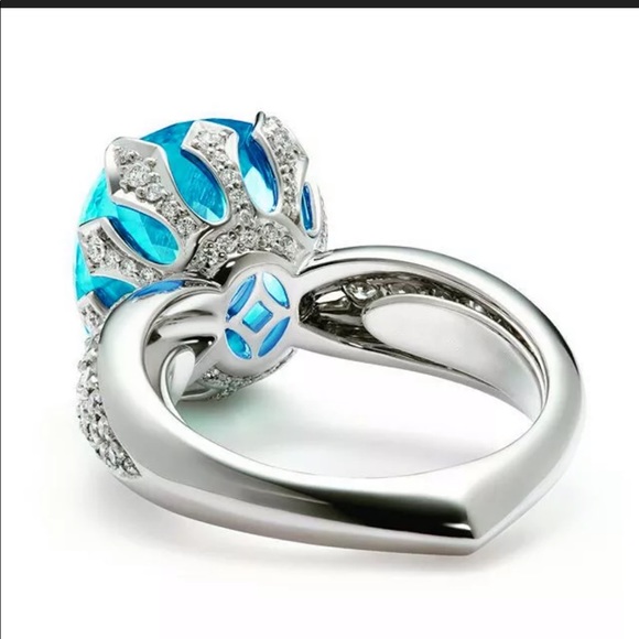 New 925 Silver Oval Cut Aquamarine Ring - Picture 4 of 4